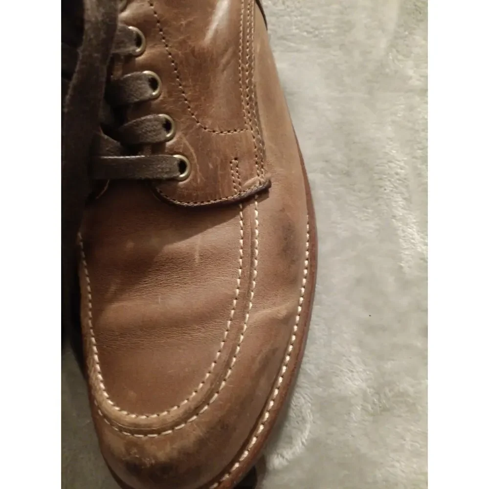 Frye Men's Boots WALTER Sz 10 Lace-Up USA Made Tan Brown Moc Toe Leather 81701